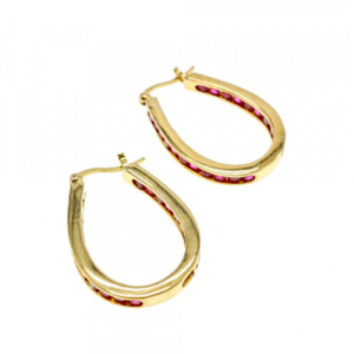 925 Sterling Silver Gold Plated Pink Spinel Earrings