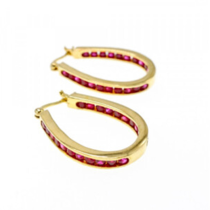925 Sterling Silver Gold Plated Pink Spinel Earrings