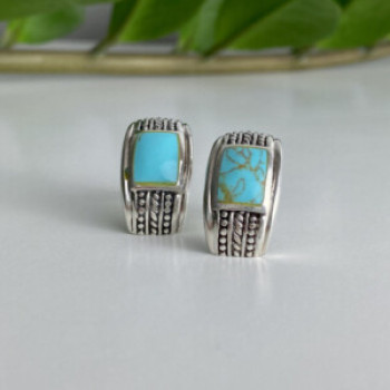 Vintage 925 Sterling Silver Turquoise Earrings