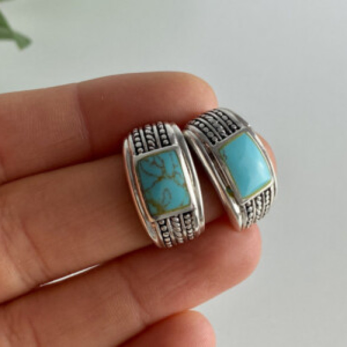 Vintage 925 Sterling Silver Turquoise Earrings