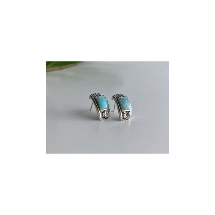 Vintage 925 Sterling Silver Turquoise Earrings