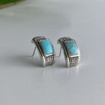 Vintage 925 Sterling Silver Turquoise Earrings