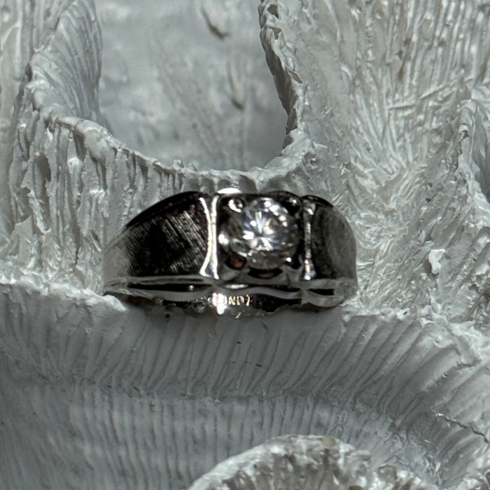 925 Sterling Silver Sapphire Men'S Ring Size 11
