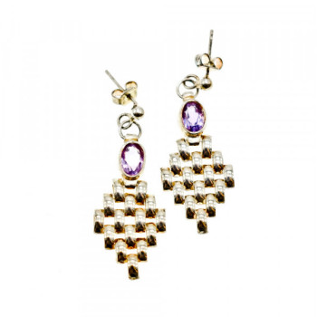 925 Sterling Silver Purple Tourmaline Stud Earrings