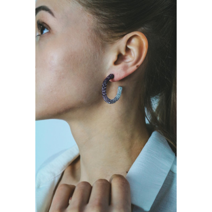 925 Sterling Silver Multicolor CZ Stud Earrings