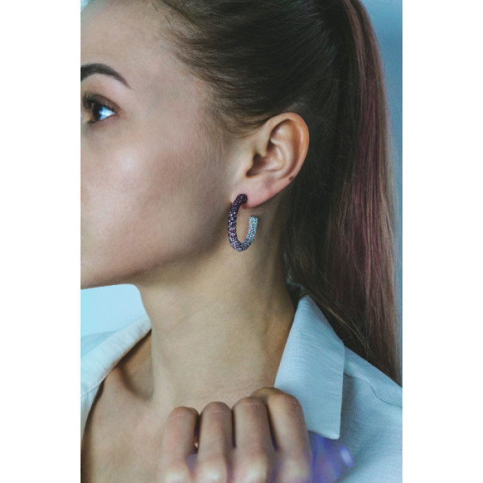 925 Sterling Silver Multicolor CZ Stud Earrings