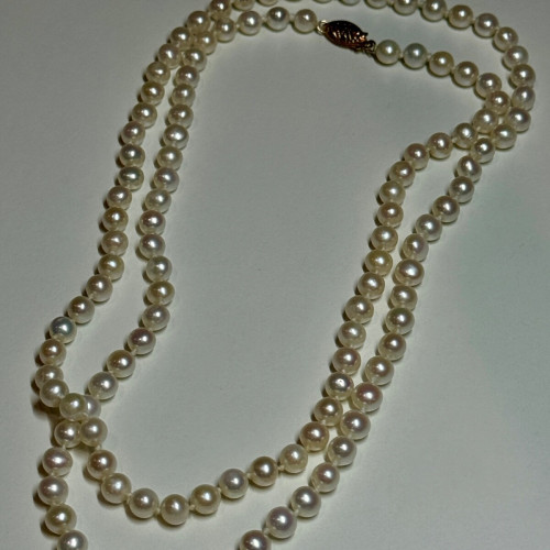 14K Yellow Gold Freshwater Pearl Necklace Length 30 Inch