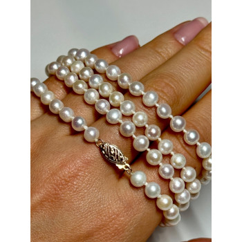 14K YELLOW GOLD FRESHWATER PEARL NECKLACE LENGTH 30 INCH