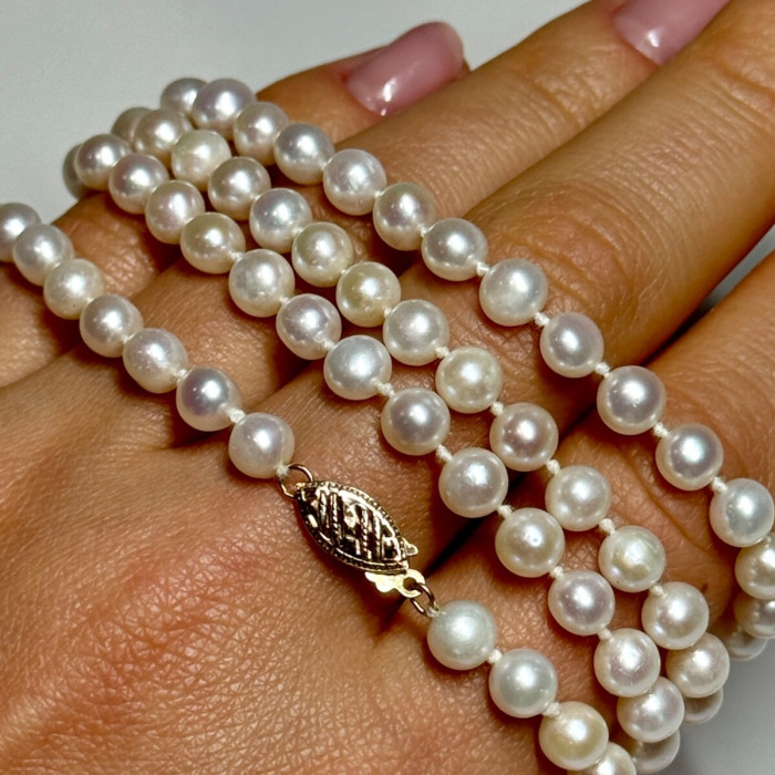 14K Yellow Gold Freshwater Pearl Necklace Length 30 Inch