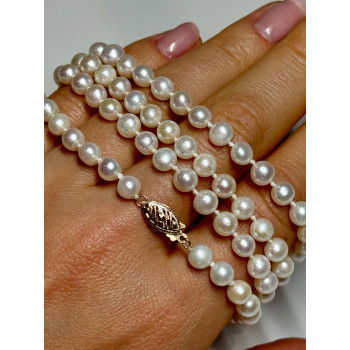 14K YELLOW GOLD FRESHWATER PEARL NECKLACE LENGTH 30 INCH