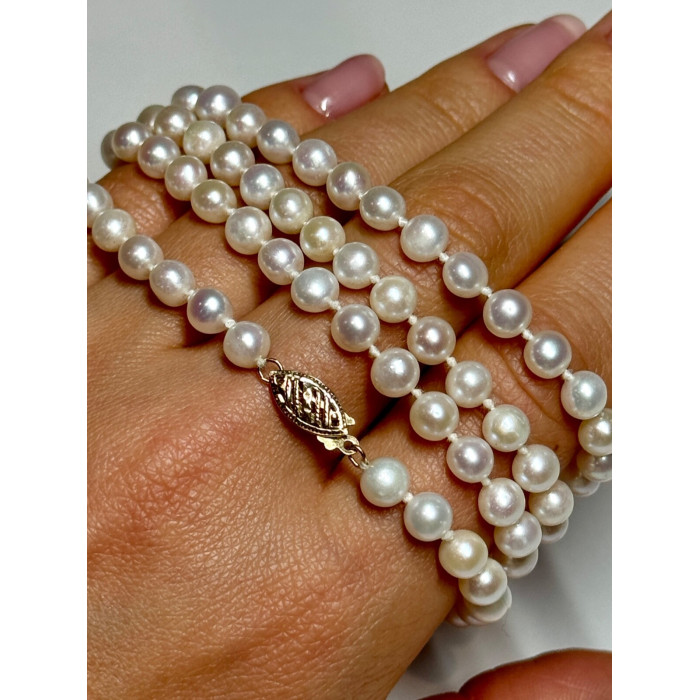 14K YELLOW GOLD FRESHWATER PEARL NECKLACE LENGTH 30 INCH