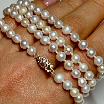 14K Yellow Gold Freshwater Pearl Necklace Length 30 Inch