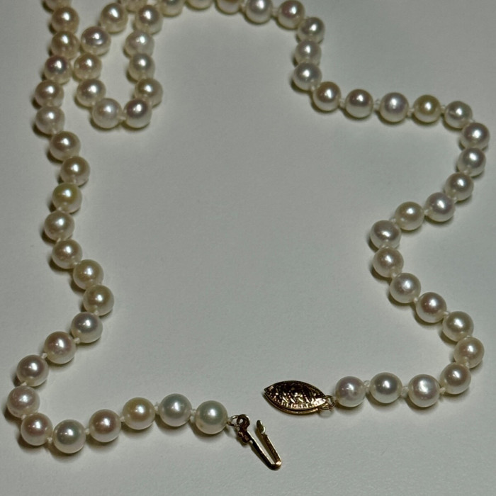 14K Yellow Gold Freshwater Pearl Necklace Length 30 Inch