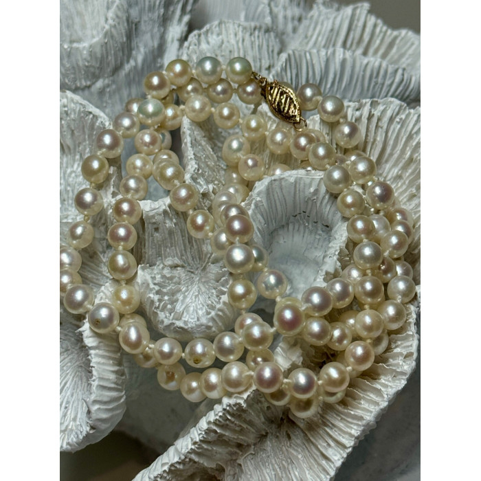 14K YELLOW GOLD FRESHWATER PEARL NECKLACE LENGTH 30 INCH