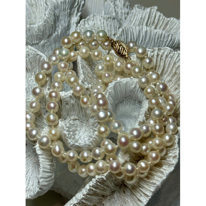 14K YELLOW GOLD FRESHWATER PEARL NECKLACE LENGTH 30 INCH