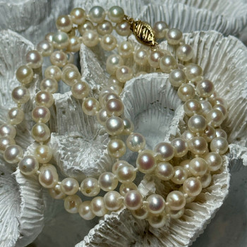 14K Yellow Gold Freshwater Pearl Necklace Length 30 Inch