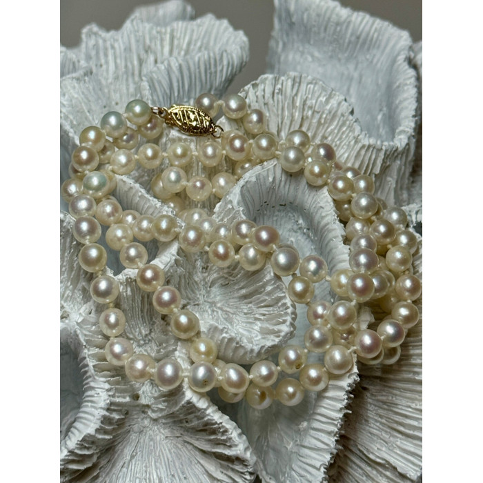 14K YELLOW GOLD FRESHWATER PEARL NECKLACE LENGTH 30 INCH