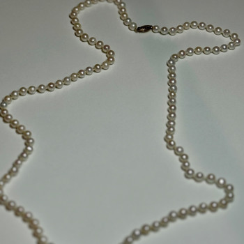14K Yellow Gold Freshwater Pearl Necklace Length 30 Inch