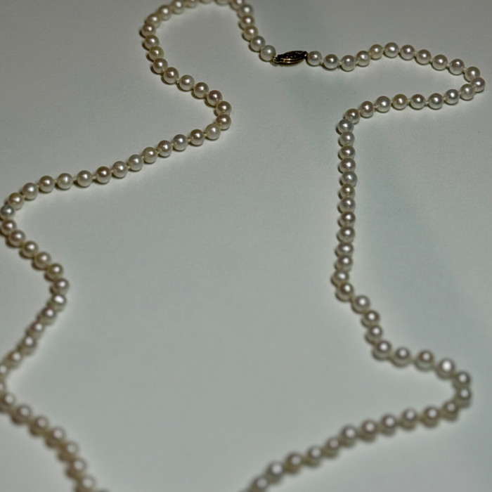 14K Yellow Gold Freshwater Pearl Necklace Length 30 Inch