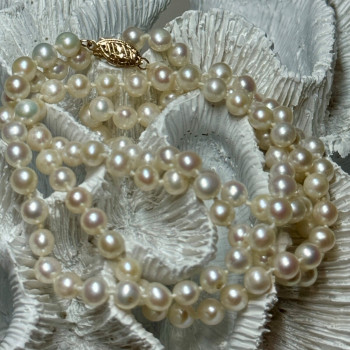 14K Yellow Gold Freshwater Pearl Necklace Length 30 Inch