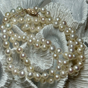 14K Yellow Gold Freshwater Pearl Necklace Length 30 Inch