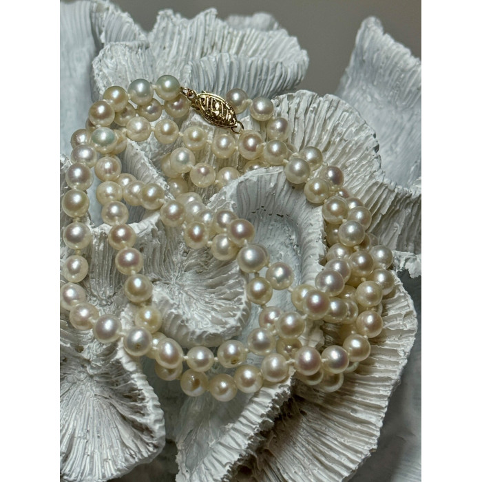 14K YELLOW GOLD FRESHWATER PEARL NECKLACE LENGTH 30 INCH