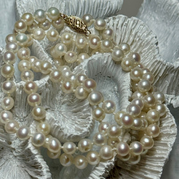 14K Yellow Gold Freshwater Pearl Necklace Length 30 Inch