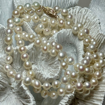 14K Yellow Gold Freshwater Pearl Necklace Length 30 Inch