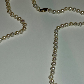 14K Yellow Gold Freshwater Pearl Necklace Length 30 Inch