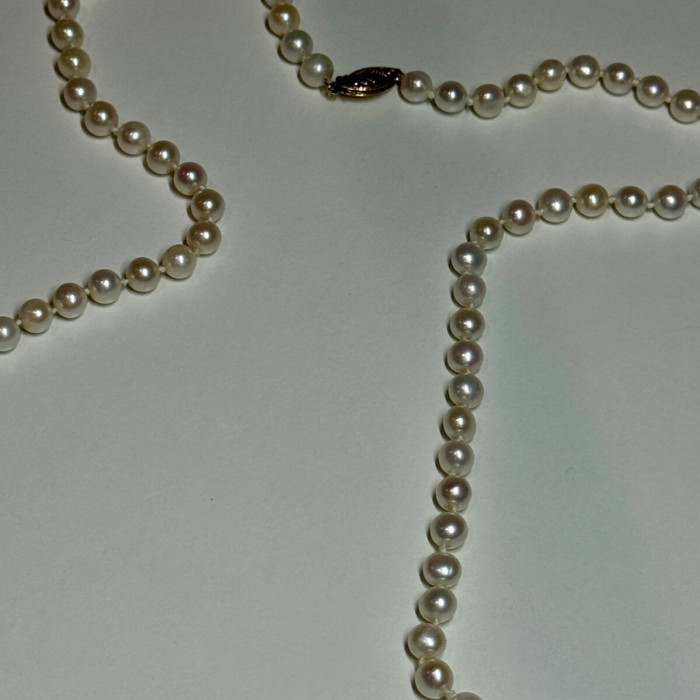14K Yellow Gold Freshwater Pearl Necklace Length 30 Inch