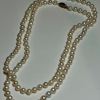 14K Yellow Gold Freshwater Pearl Necklace Length 30 Inch
