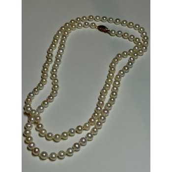 14K YELLOW GOLD FRESHWATER PEARL NECKLACE LENGTH 30 INCH