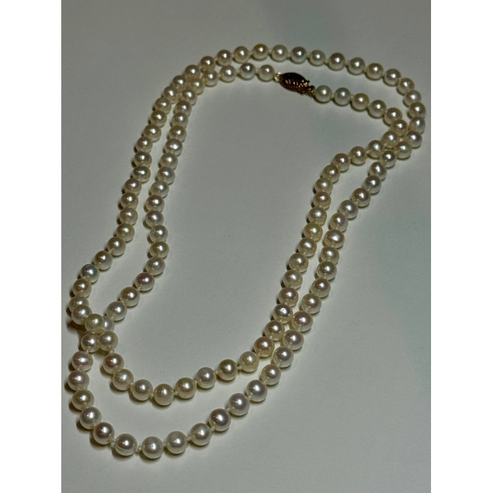 14K YELLOW GOLD FRESHWATER PEARL NECKLACE LENGTH 30 INCH