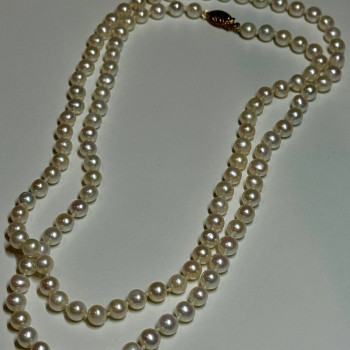 14K Yellow Gold Freshwater Pearl Necklace Length 30 Inch