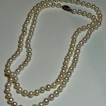 14K Yellow Gold Freshwater Pearl Necklace Length 30 Inch