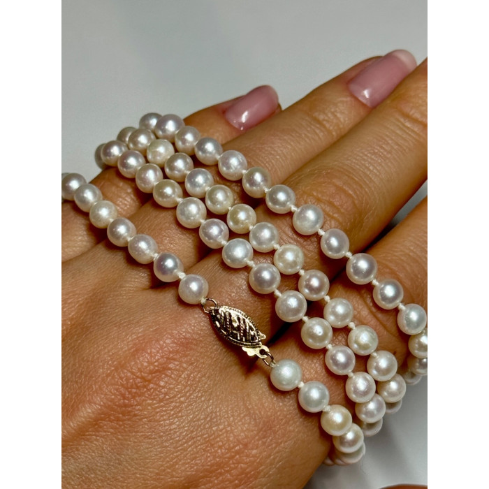 14K YELLOW GOLD FRESHWATER PEARL NECKLACE LENGTH 30 INCH