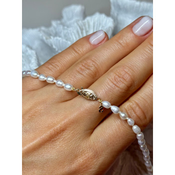 14K YELLOW GOLD CLASP FRESH WATER PEARL NECKLACE 18 Inch