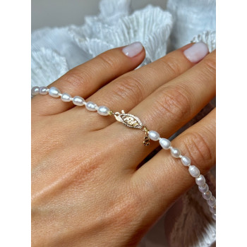 14K YELLOW GOLD CLASP FRESH WATER PEARL NECKLACE 18 Inch