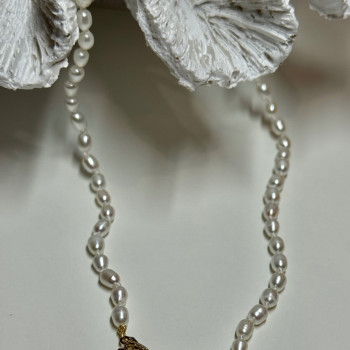 14K Yellow Gold Clasp Fresh Water Pearl Necklace 18 Inch
