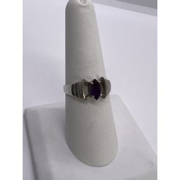 925 Sterling Silver Amethyst Ring Size 8