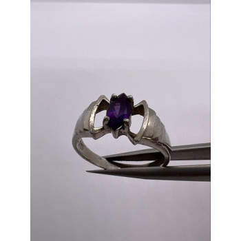 925 Sterling Silver Amethyst Ring Size 8