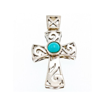 925 Sterling Silver Turquoise Cross Pendant