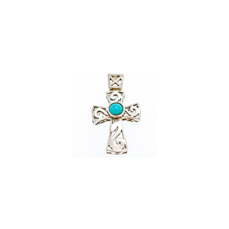 925 Sterling Silver Turquoise Cross Pendant