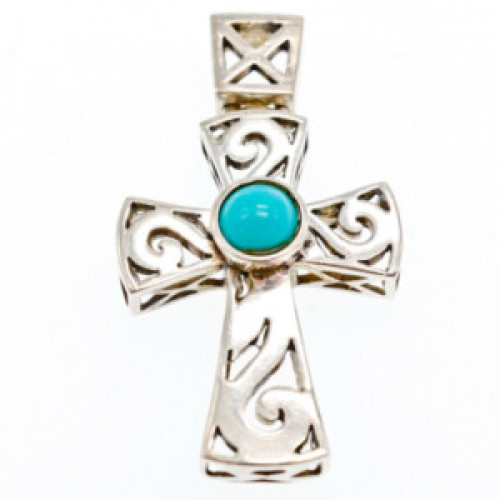 925 Sterling Silver Turquoise Cross Pendant