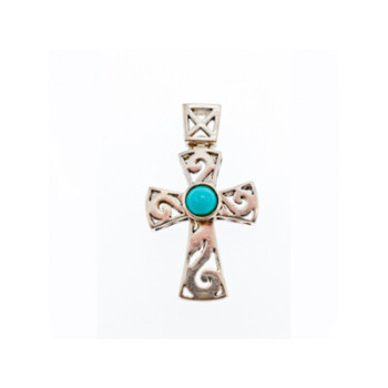 925 Sterling Silver Turquoise Cross Pendant