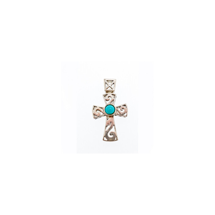 925 Sterling Silver Turquoise Cross Pendant