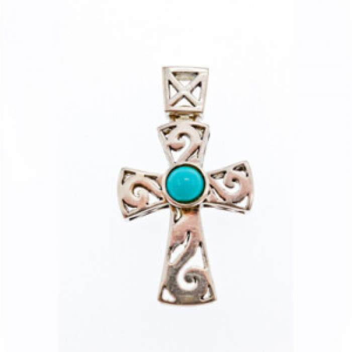 925 Sterling Silver Turquoise Cross Pendant