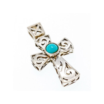 925 Sterling Silver Turquoise Cross Pendant