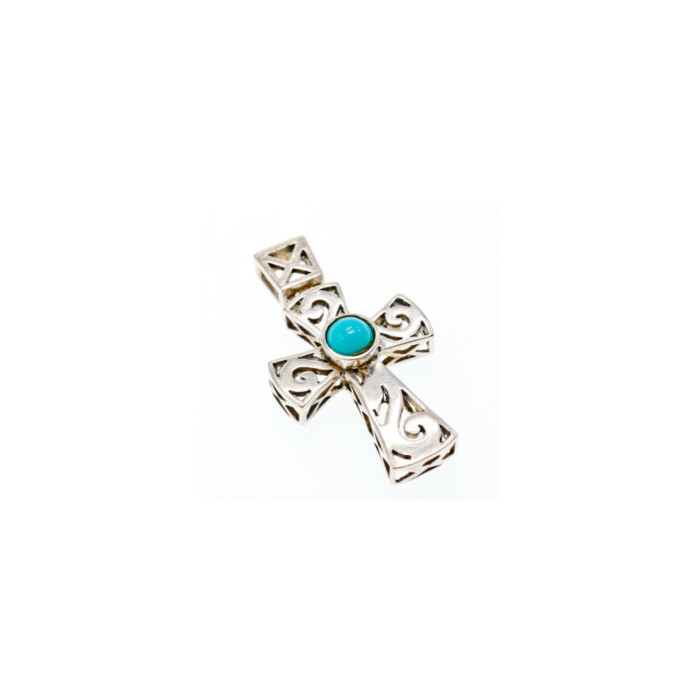 925 Sterling Silver Turquoise Cross Pendant