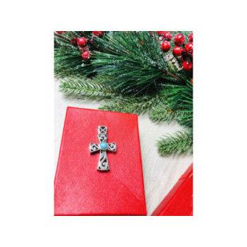 925 Sterling Silver Turquoise Cross Pendant